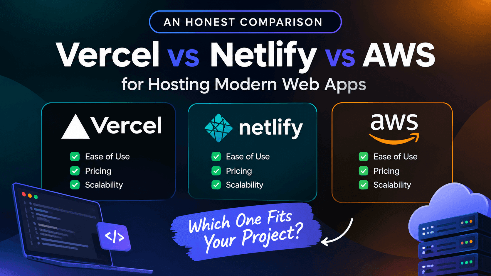 Vercel vs Netlify vs AWS: Hosting Comparison for Modern Web Apps in 2026